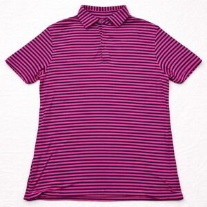 HEAD Golf Polo Shirt Pink Navy Striped Performance Short Sleeve Men's‎ L